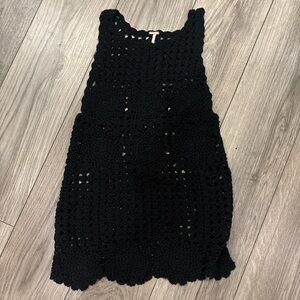 Free People Black Crochet Kids Dress